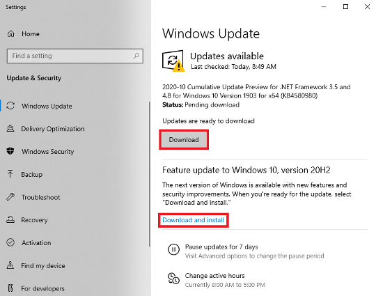 Screenshot of a Windows Update 