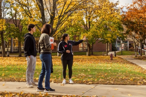 College students on campus during fall