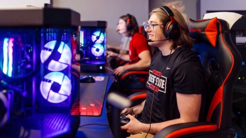 An eSports Athlete from Keene State College competes against players from other colleges