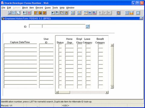 PEIEHIS form display